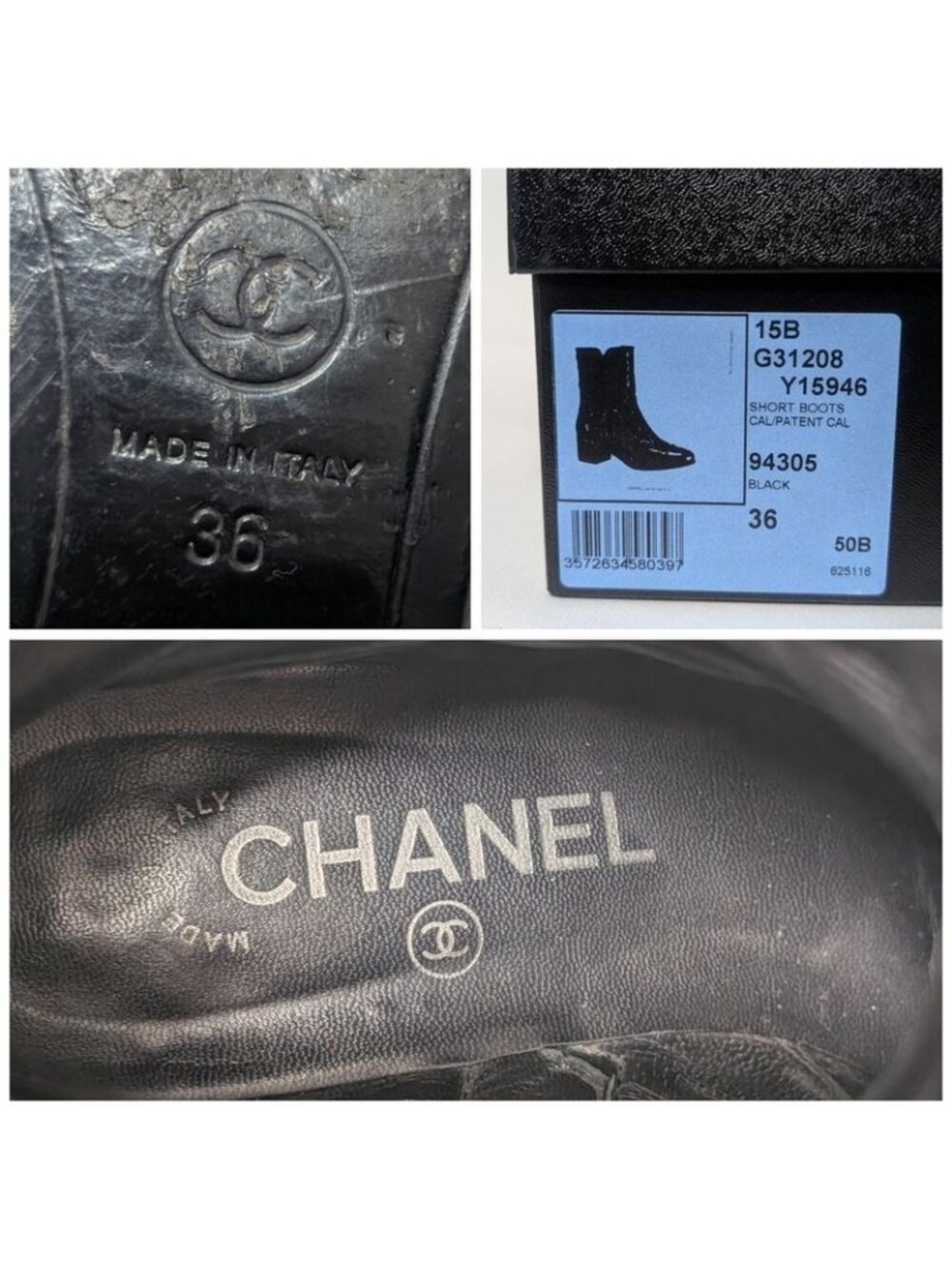 Chanel CC Logo Short Boots Quilted Black - Picture 10 of 10